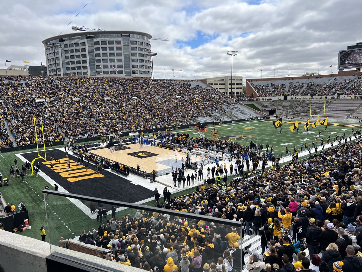 Iowa football seat view toward the field at Kinnick Stadium